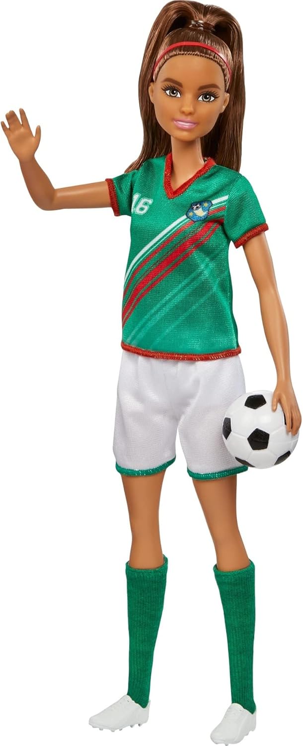 Barbie Careers Soccer Player Doll - #16 Uniform Ponytail Cleats Socks & Soccer Ball – 16