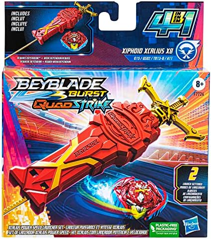 Beyblade Hasbro Burst QuadStrike Xcalius Power Speed Launcher Pack Battle Game Set with
