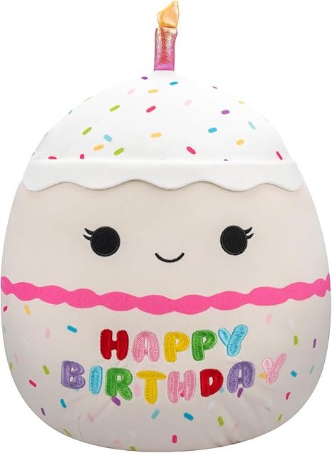 Squishmallows Original 14-Inch Lyla The Vanilla Cake with Rainbow Sprinkles Embroidery - Official Jazwares Happy Birthday Plush