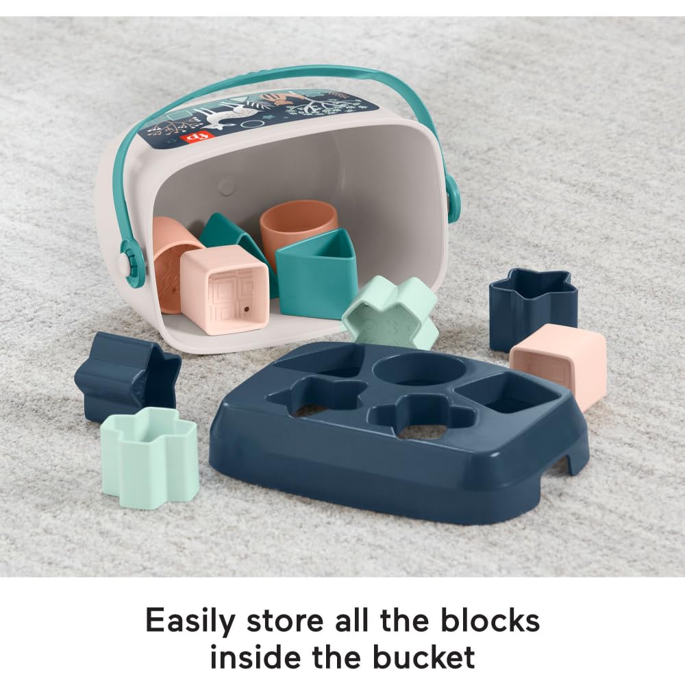 Fisher-Price Stacking Toy Babys First Blocks Set of 10 Shapes for Sorting Play for