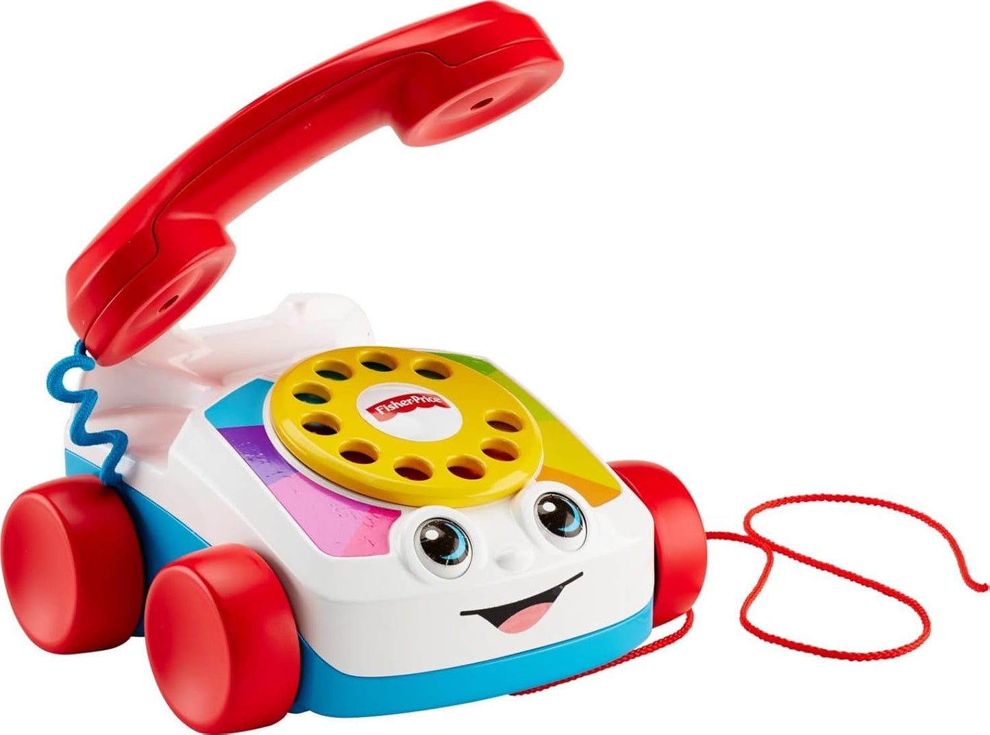 Fisher-Price Toddler Pull Toy Chatter Telephone Pretend Phone with Rotary Dial and Wheels