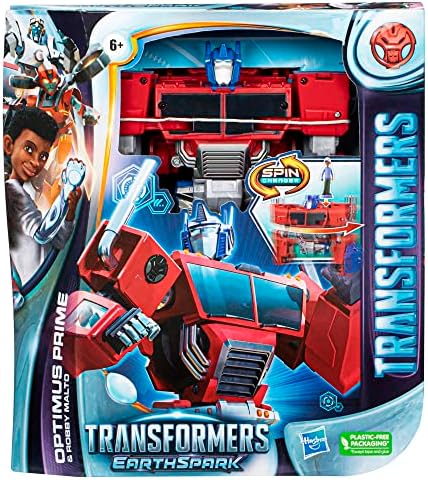 Transformers EarthSpark Spin Changer Optimus Prime 8-Inch Action Figure with Robby Malto