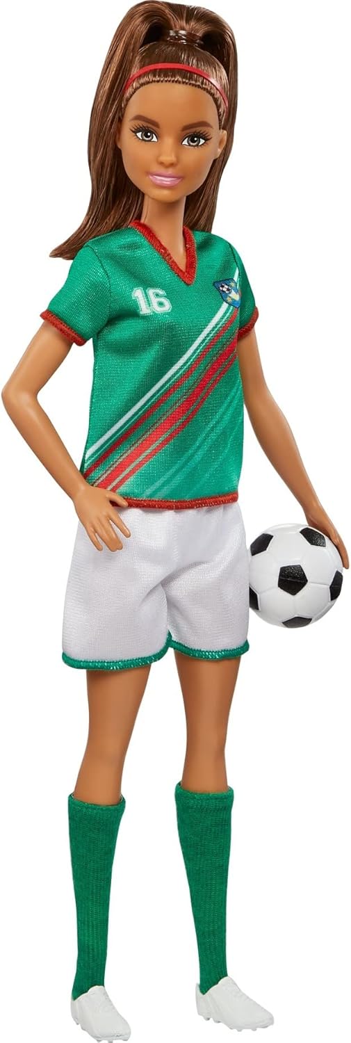 Barbie Careers Soccer Player Doll - #16 Uniform Ponytail Cleats Socks & Soccer Ball – 16
