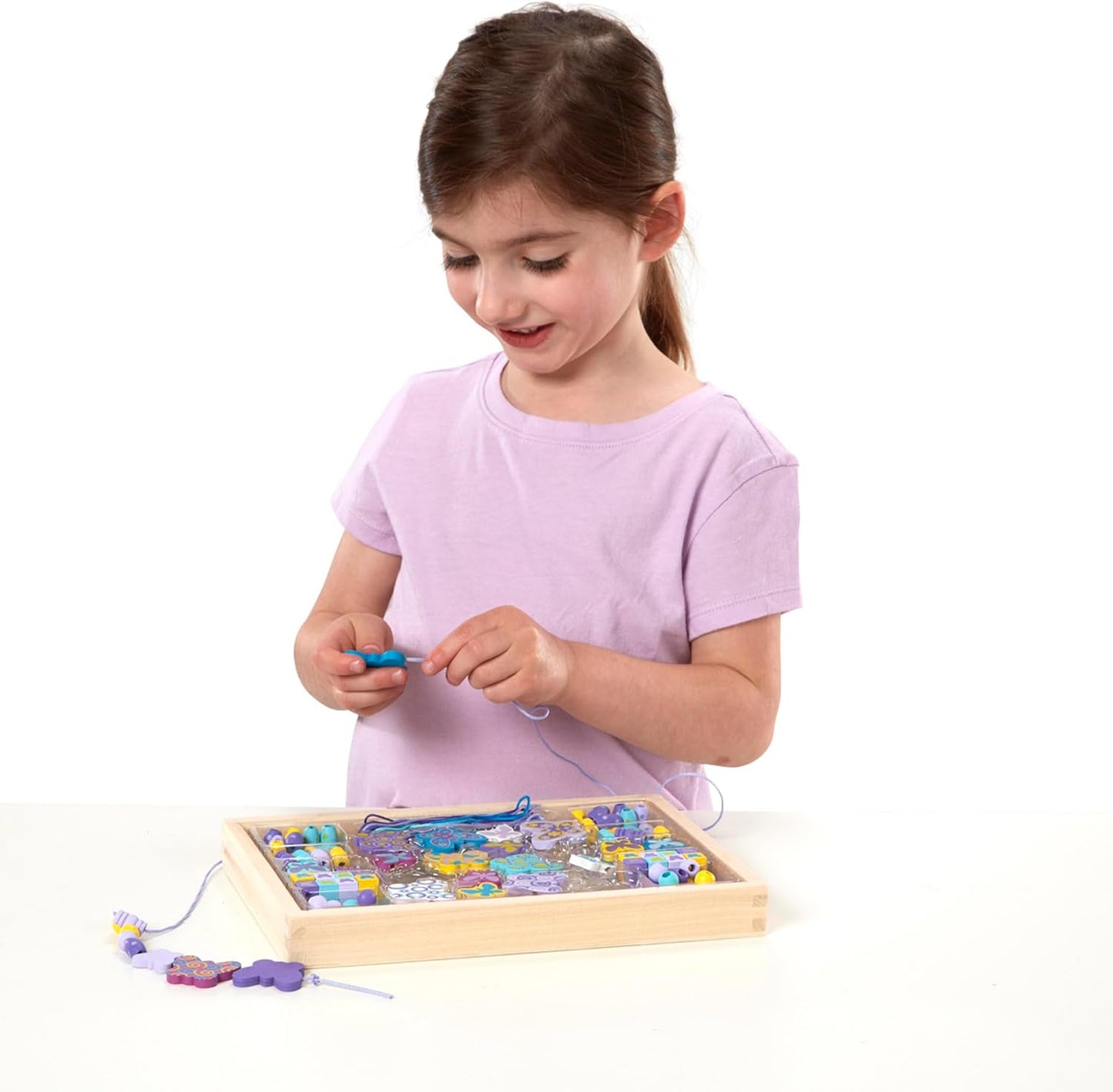 Melissa & Doug Created by Me! Butterfly Beads Kit €€œ 120+ Wooden Beads for Jewelry Making – 120