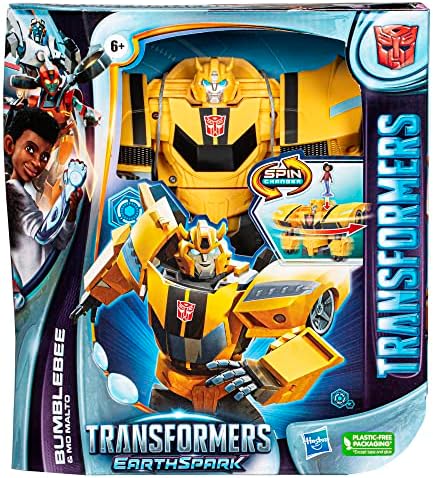 Transformers EarthSpark Spin Changer Bumblebee 8-Inch Action Figure with Mo Malto 2-Inch