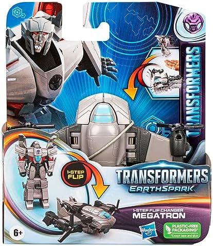 Transformers EarthSpark 1-Step Flip Changer Megatron 4-Inch Action Figure Robot for