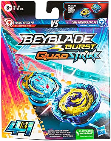 BEYBLADE Hasbro Beyblade Burst QuadStrike Komet Helios H8 and Tidal Pandora Epic P8