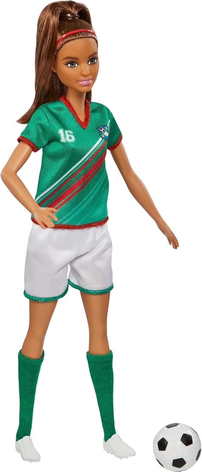 Barbie Careers Soccer Player Doll - #16 Uniform Ponytail Cleats Socks & Soccer Ball – 16