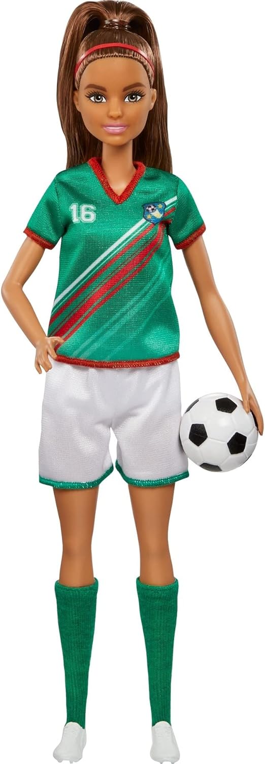 Barbie Careers Soccer Player Doll - #16 Uniform Ponytail Cleats Socks & Soccer Ball – 16