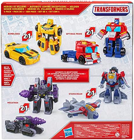 Transformers Heroes vs Villains 4-Pack Autobot and Decepticon 4.5-Inch Action Figures