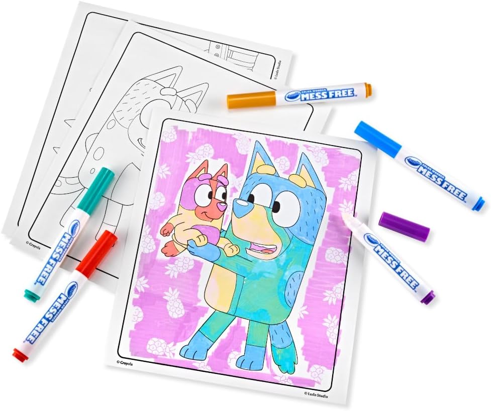 Crayola Bluey Color Wonder Coloring Set 18 Bluey Coloring Pages Mess Free Coloring for Toddlers Bluey Toys Holiday Gifts for Kids Stocking Stuffer – 18