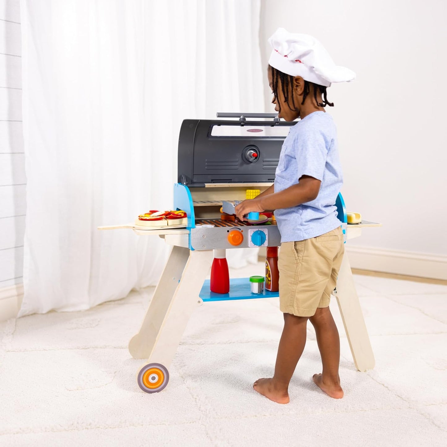 Melissa & Doug Melissa Doug Wooden Deluxe Barbecue Grill Smoker and Pizza Oven Play Food