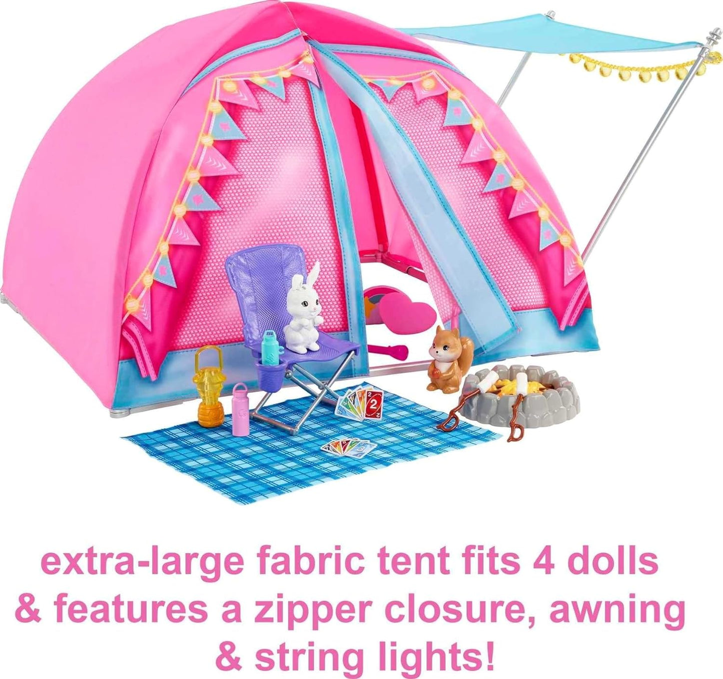 Barbie Dolls & 20 Accessories It Takes Two Camping Tent Playset with Brooklyn & Malibu Dolls & 2 Moving Animals – 20