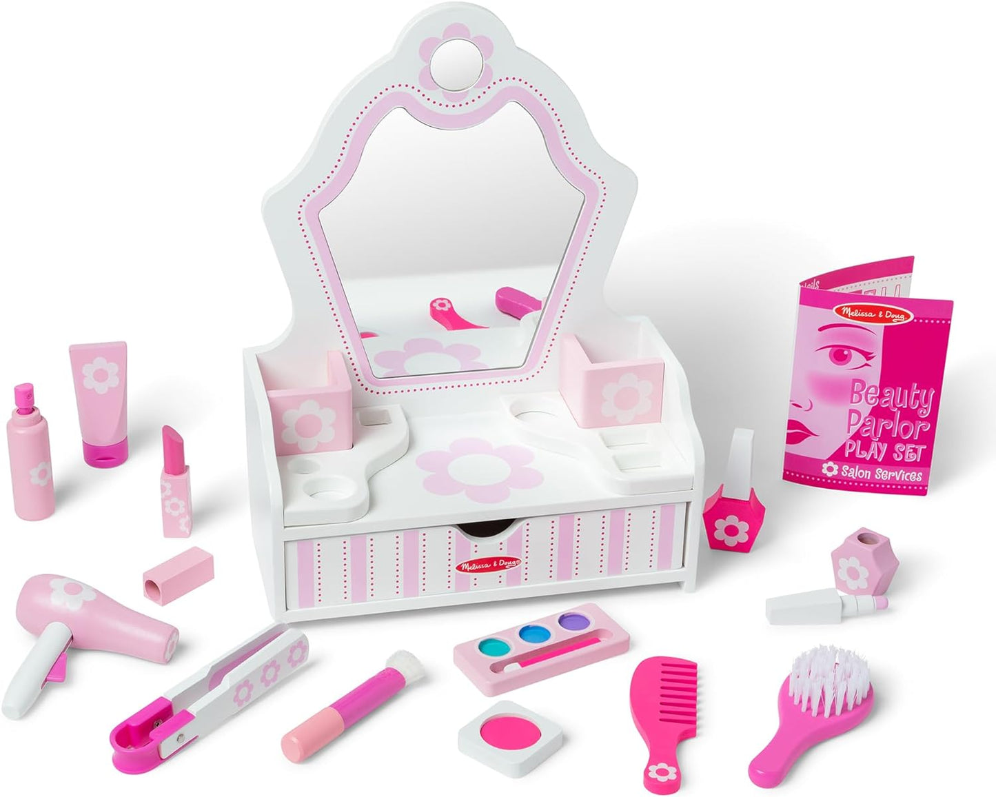 Melissa & Doug Melissa Doug Wooden Beauty Salon With Vanity and 18 pcs - FSC Certified