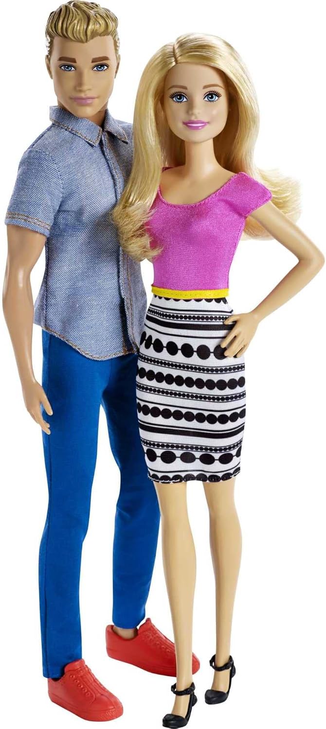 Barbie & Ken Fashion Doll Set A" 2-Pack with Denim Outfit & Pink Blouse – 2