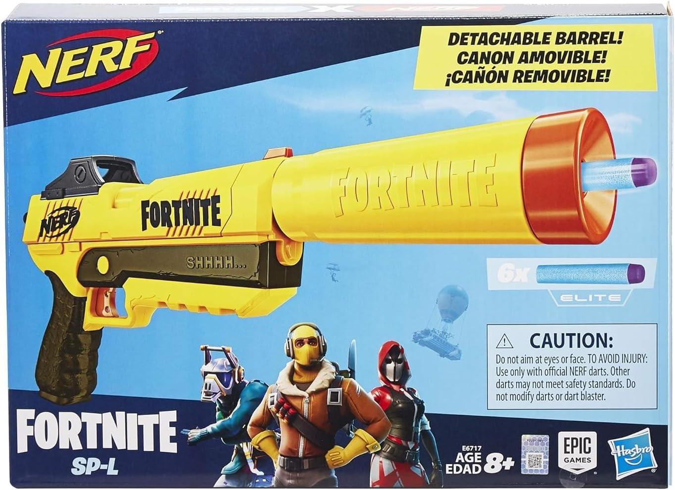Nerf Fortnite SP-L Elite Dart Blaster A" Detachable Barrel & 6-Dart Capacity – 6