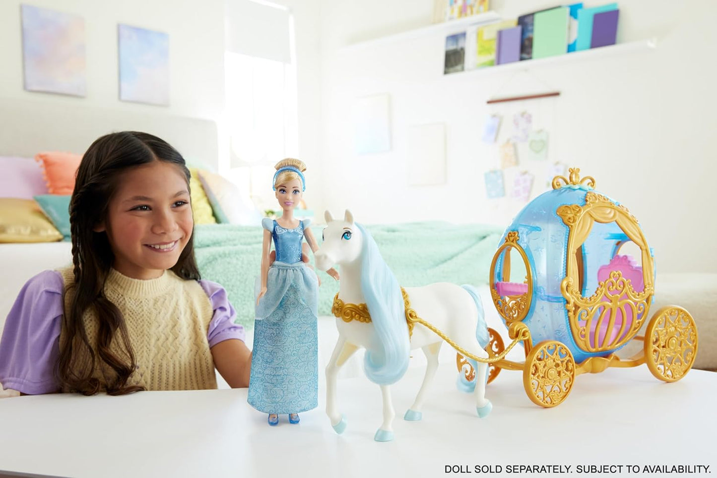 Mattel Disney Princess Cinderellas Rolling Carriage Fashion Doll