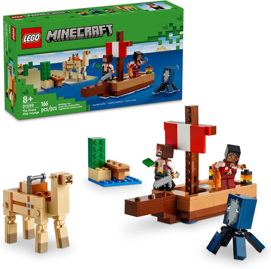 LEGO Minecraft The Pirate Ship Voyage Boat Toy Playset for with Squid Camel and Pirate Figures Pirate Toy Building Set