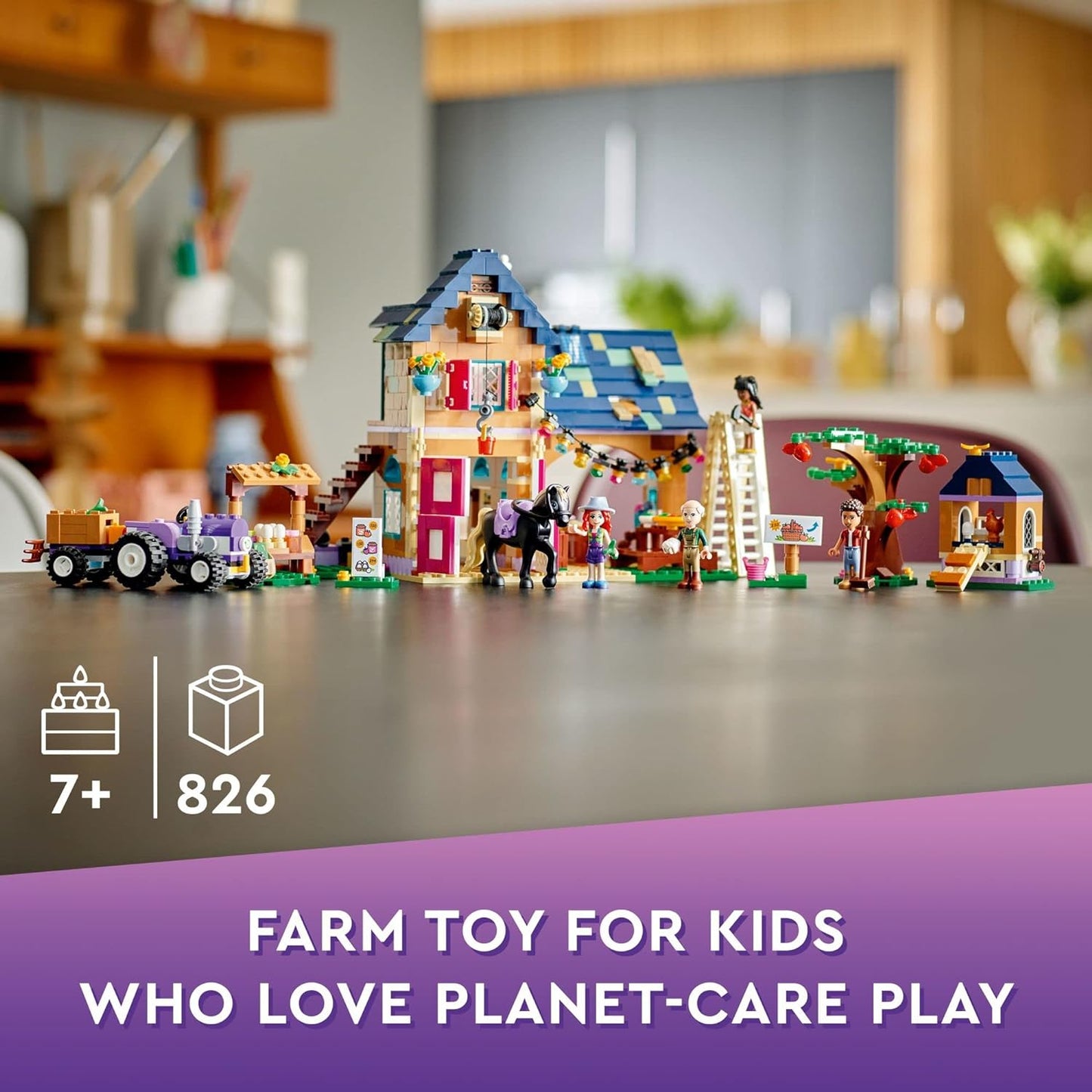 LEGO Friends Organic Farm House Set 41721 with Toy Horse Stable Tractor and Trailer Plus