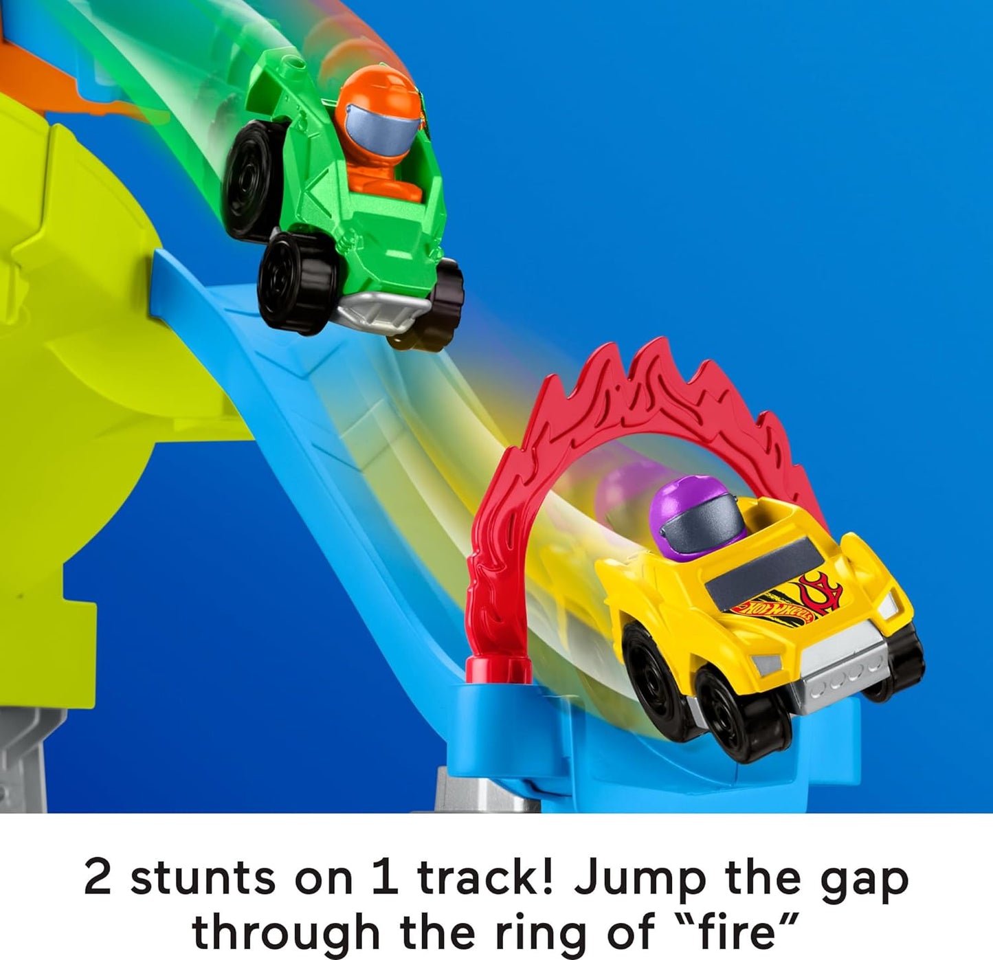 Fisher-Price Little People Toddler Toy Hot Wheels Spiral Stunt Speedway Race Track Playset