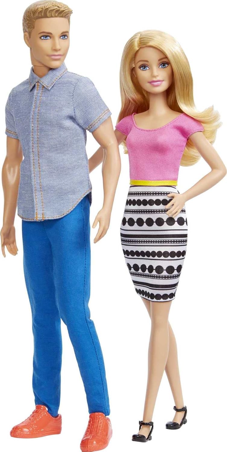 Barbie & Ken Fashion Doll Set A" 2-Pack with Denim Outfit & Pink Blouse – 2