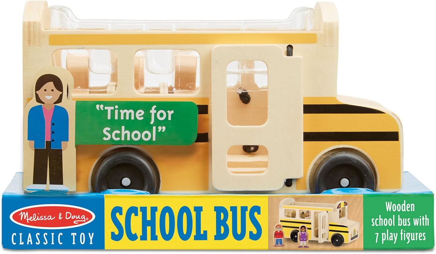 Melissa & Doug Melissa Doug School Bus Wooden With 7 Play Figures School Bus For Classic