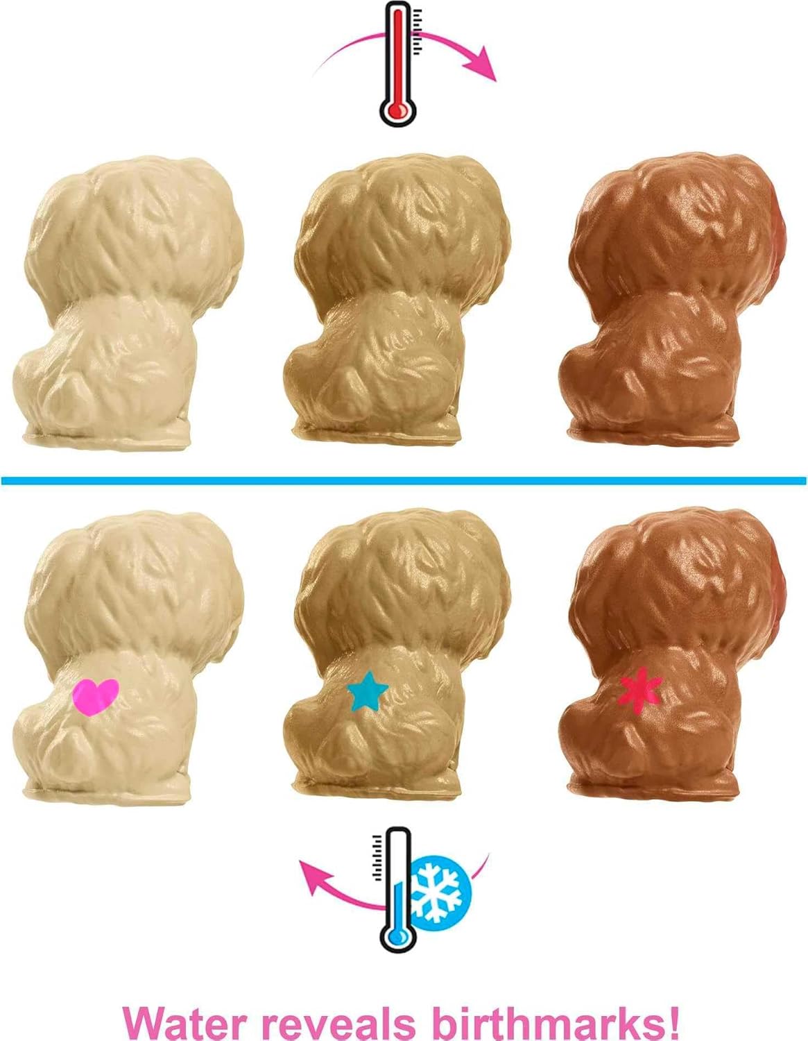 Barbie Doll Pets Set Blonde with Mommy Dog 3 Newborn Puppies with Color-Change Feature Pet