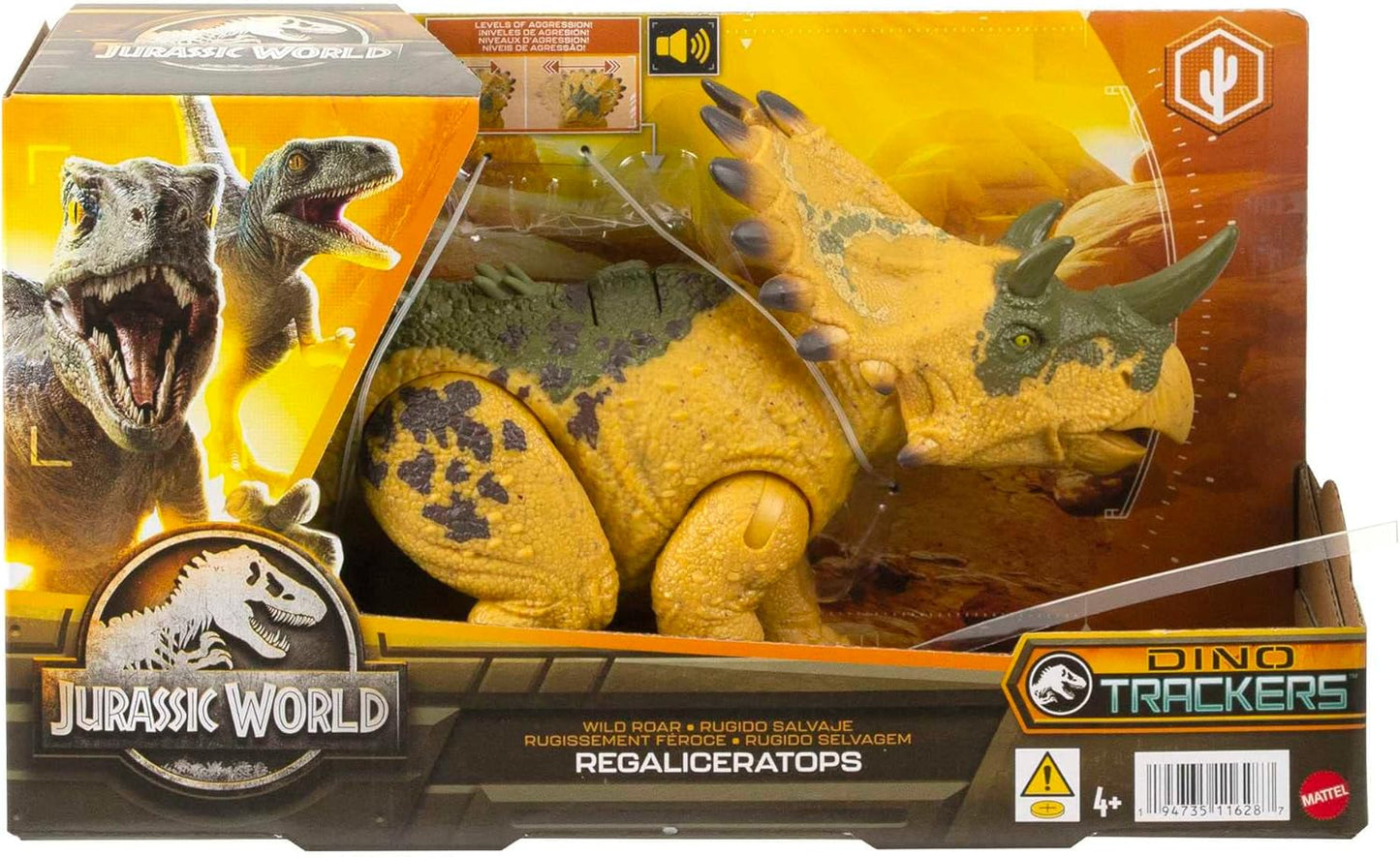 Mattel Jurassic World Wild Roar Dinosaur Toy with Sound Attack Move Regaliceratops