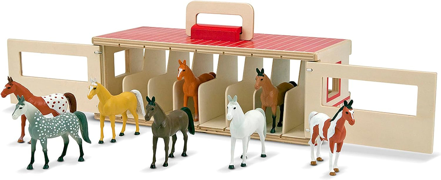 Melissa & Doug Melissa Doug Take-Along Show-Horse Stable With Wooden Stable Box and 8 Toy