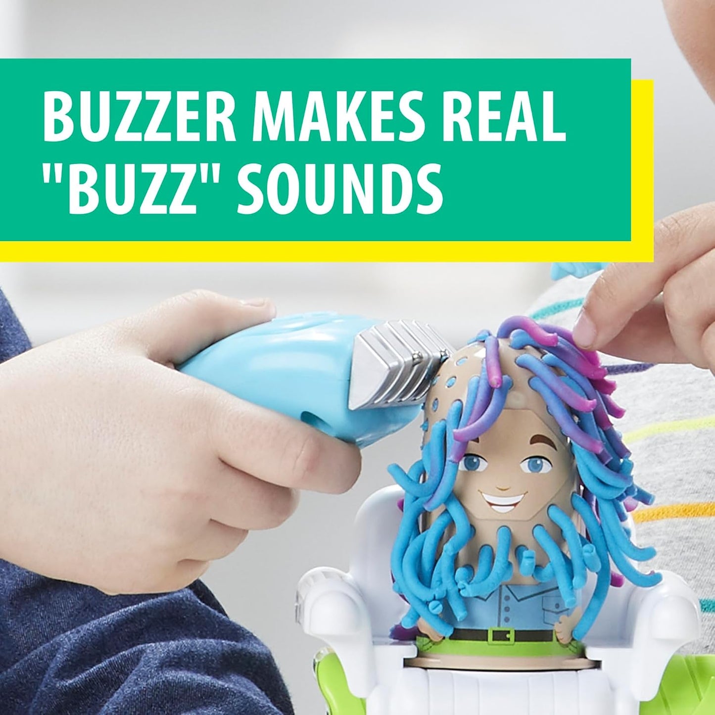 Play-Doh Buzz 'n Cut Fuzzy Pumper Barber Shop Set Electric Buzzer 5 Colors of 2-Ounce