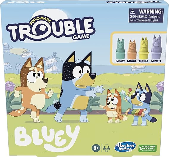 Hasbro Gaming Trouble Bluey Edition Game Family Board Play as Bluey Bingo Bandit or