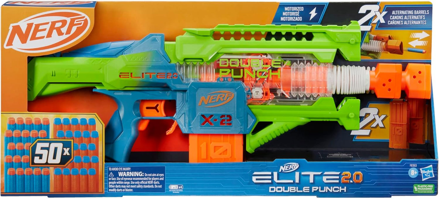 Nerf Elite 2.0 Double Punch Blaster A" Dual-Fire Power for Action-Packed Fun! – 2