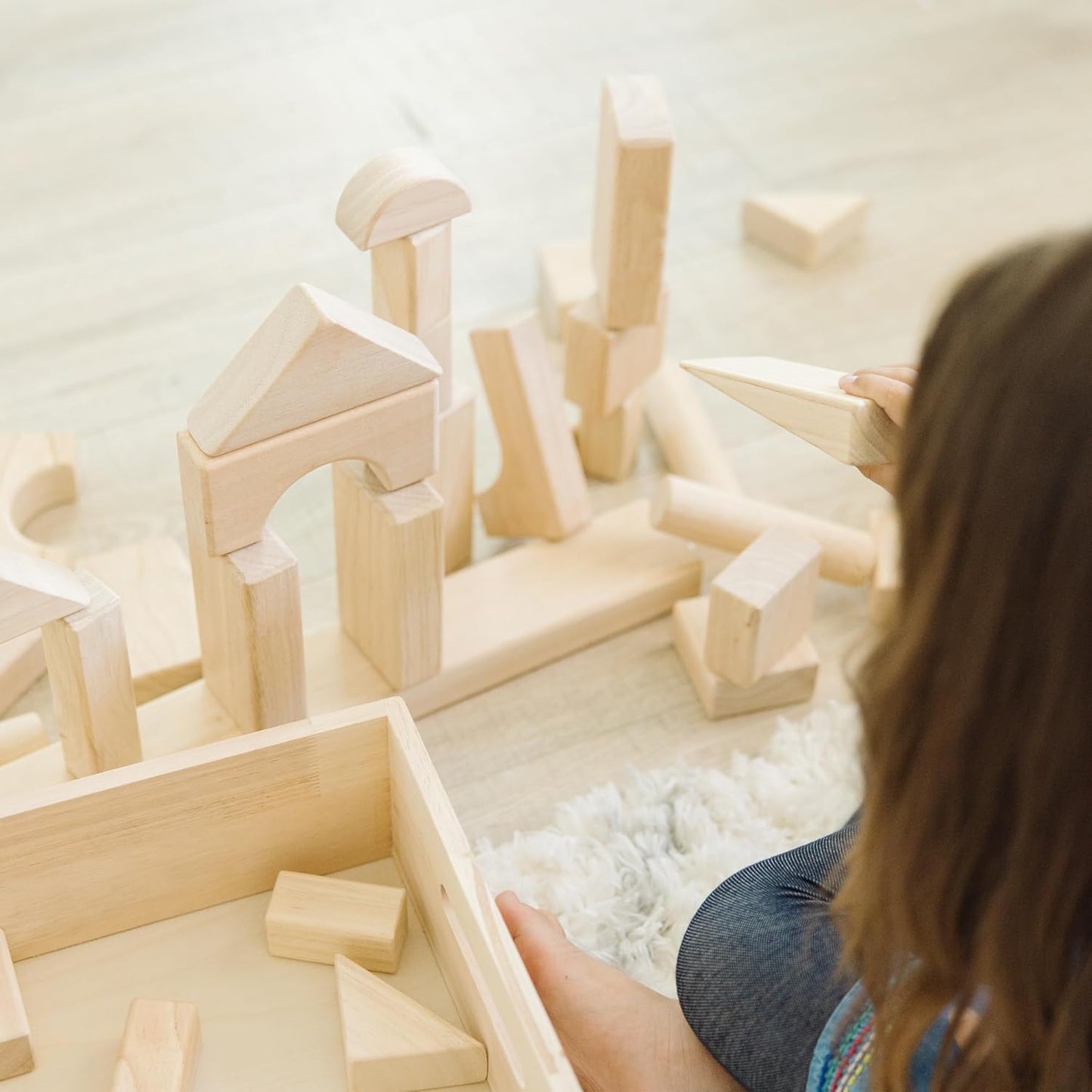 Melissa & Doug Melissa Doug Standard Unit Solid-Wood Building Blocks With Wooden Storage