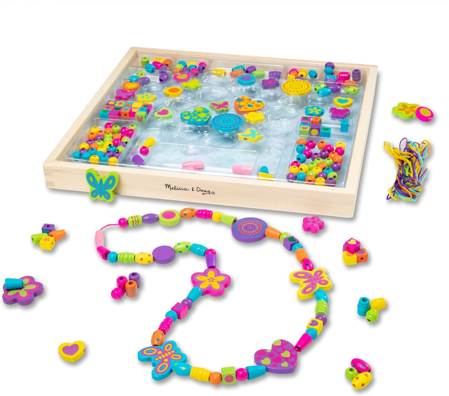 Melissa & Doug Bead Bouquet Set A" 220+ Wooden Beads for Jewelry Making – 220