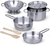 Melissa & Doug Melissa Doug Stainless Steel Pots and Pans Pretend Play Kitchen Set for 8