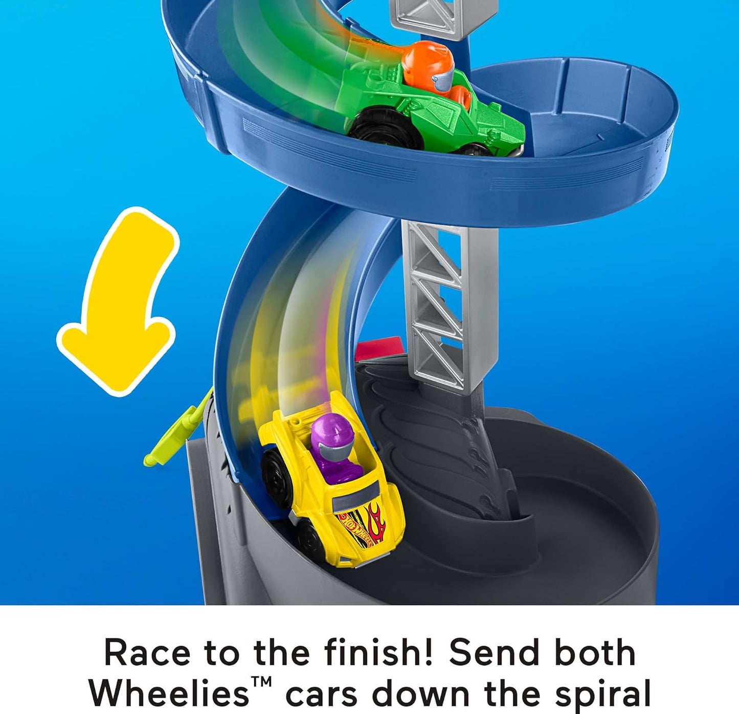 Fisher-Price Little People Toddler Toy Hot Wheels Spiral Stunt Speedway Race Track Playset
