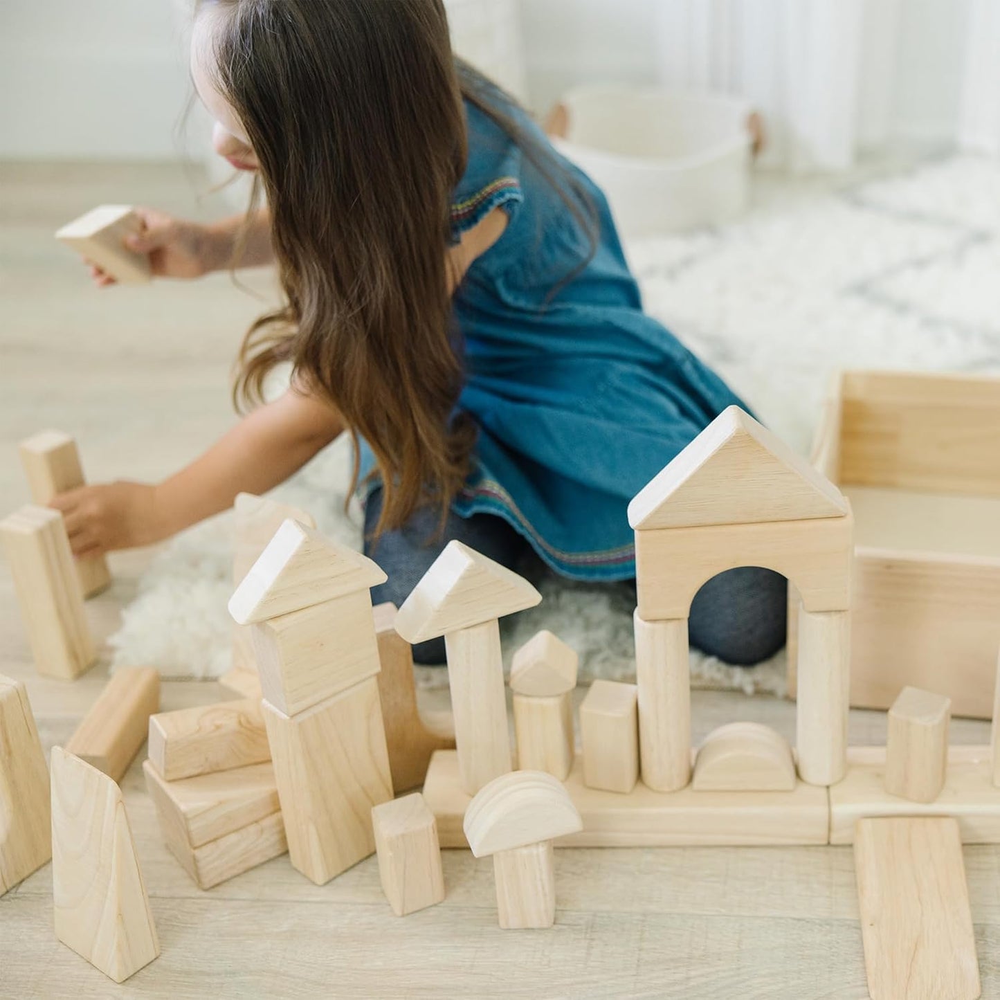 Melissa & Doug Melissa Doug Standard Unit Solid-Wood Building Blocks With Wooden Storage