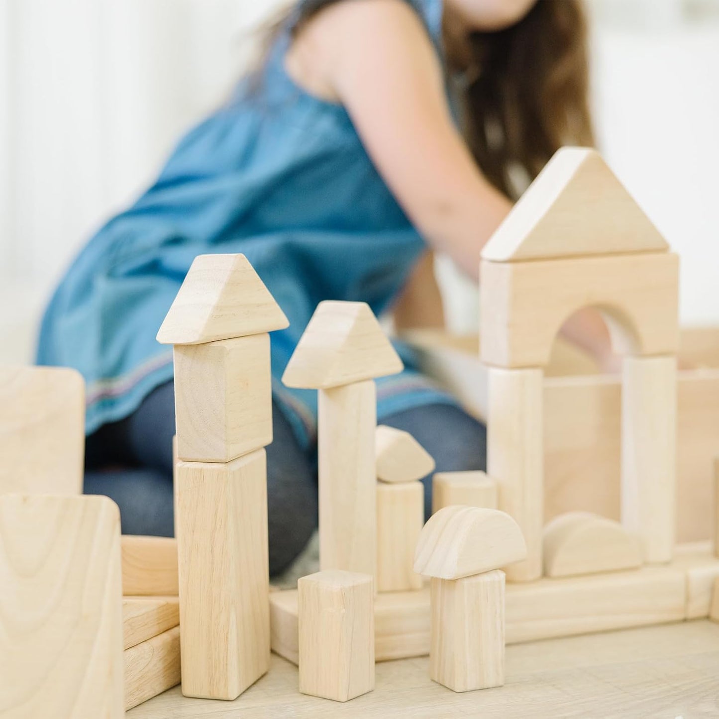 Melissa & Doug Melissa Doug Standard Unit Solid-Wood Building Blocks With Wooden Storage
