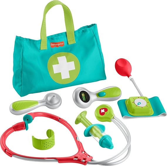 Fisher-Price Preschool Pretend Play Medical Kit 7-Piece Doctor Bag for Ages Years