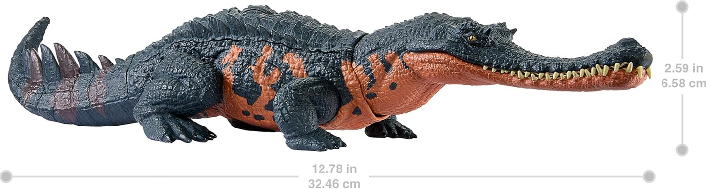 Mattel Jurassic World Wild Roar Dinosaur Toy with Sound Attack Move Gryposuchus Posable
