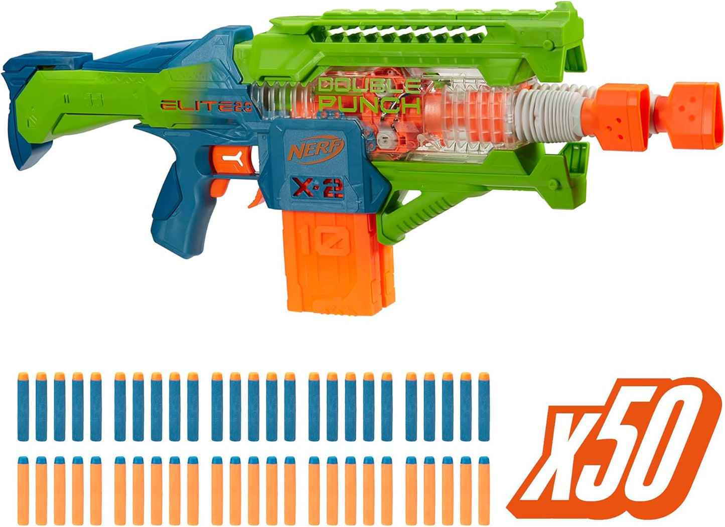 Nerf Elite 2.0 Double Punch Blaster A" Dual-Fire Power for Action-Packed Fun! – 2
