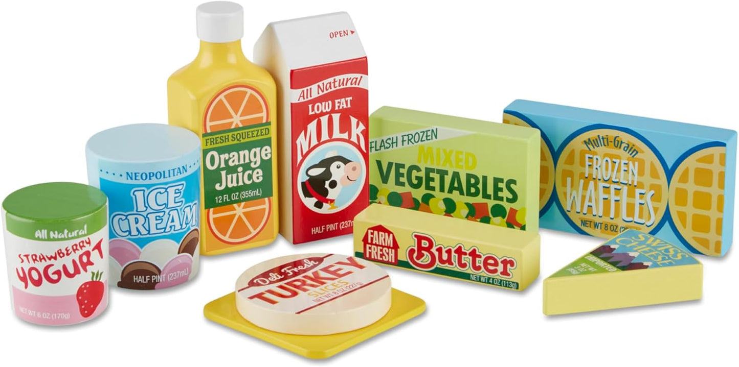 Melissa & Doug Melissa Doug Fridge Food Wooden Play Food Set - 9 Pieces Pretend Play