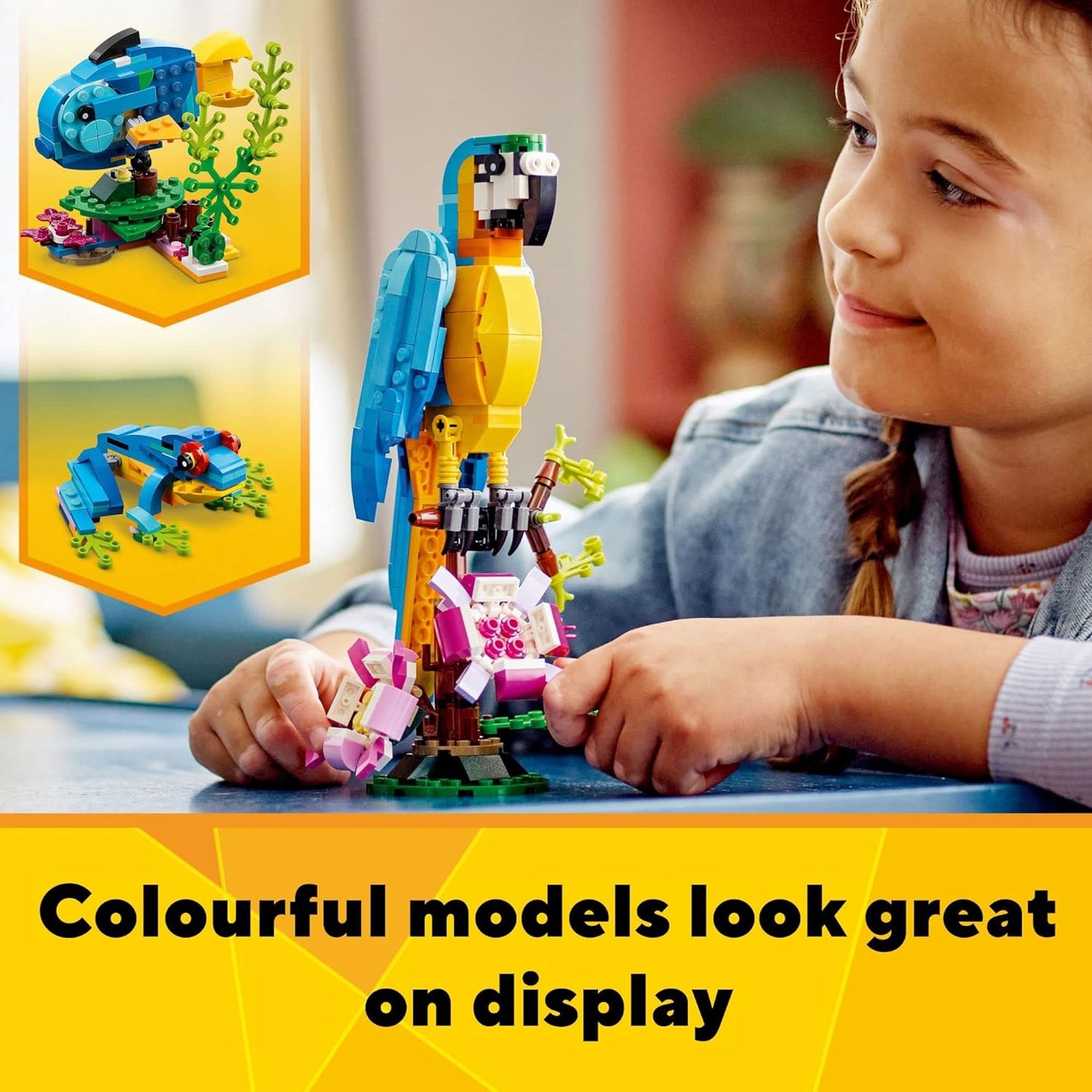 LEGO Creator 3-in-1 Exotic Parrot Set 31136 A" Build Parrot Fish or Frog Creative Toy for Kids 7+ – 3