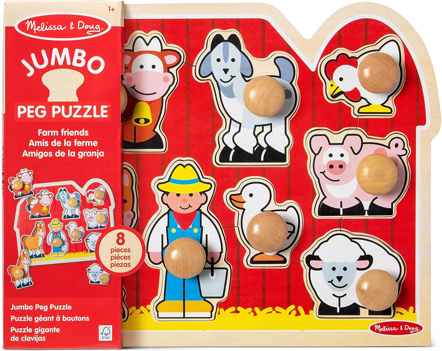 Melissa & Doug Melissa Doug Farm Animals Jumbo Knob Wooden Puzzle