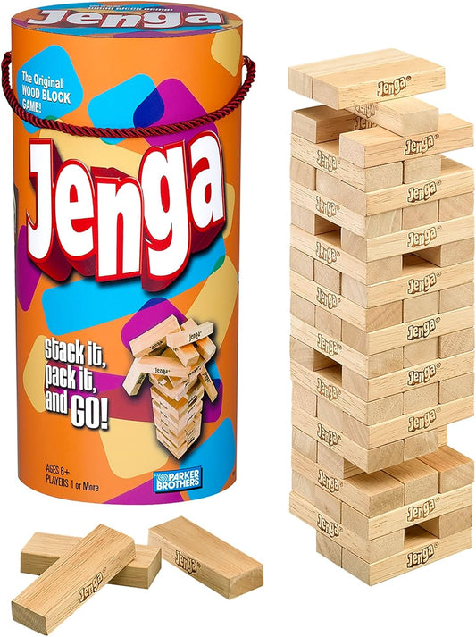 Jenga Hasbro Gaming Jenga Wooden Blocks Stacking Tumbling Tower Game Party for Families