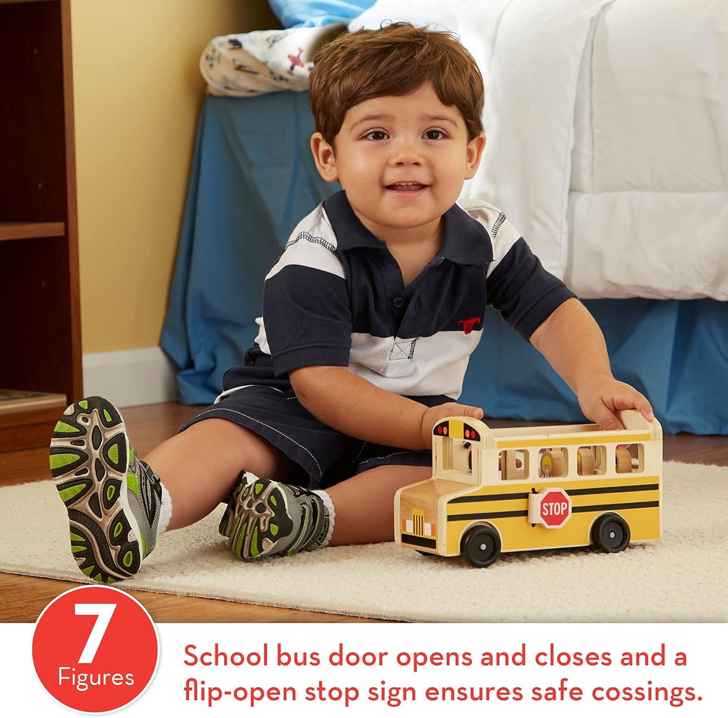 Melissa & Doug Melissa Doug School Bus Wooden With 7 Play Figures School Bus For Classic