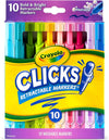 Crayola Clicks Retractable Markers 10ct No Dry Washable Markers for Bold Colors Click