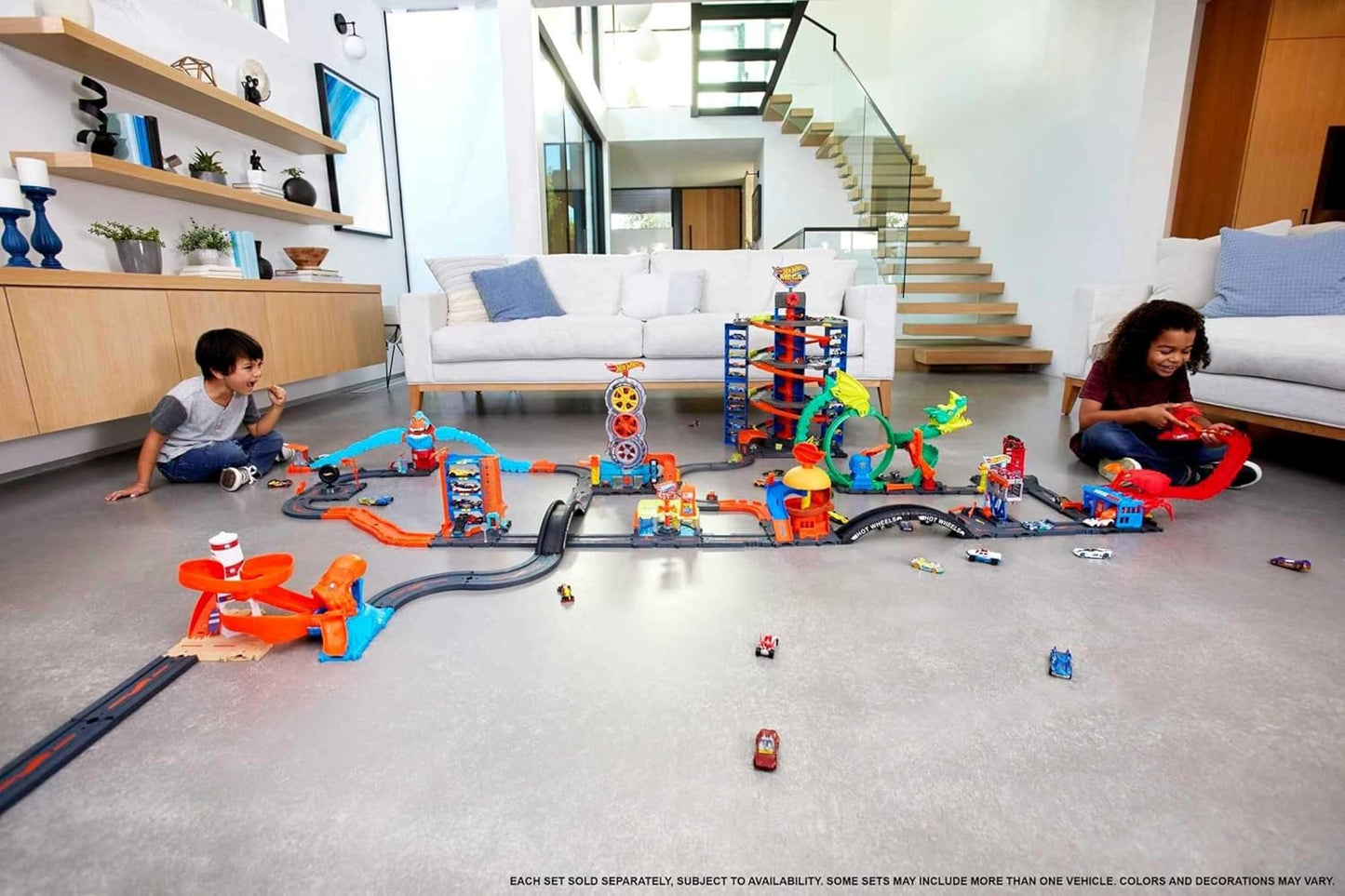 Hot Wheels Toy Car Track Set Pack 10 Track-Building Parts with City Square Bridge 164 Scale Vehicle