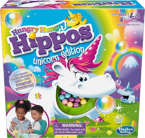 Hasbro Gaming Hungry Hippos Unicorn Edition Pre-School Board Game for 2-4 Players Amazon