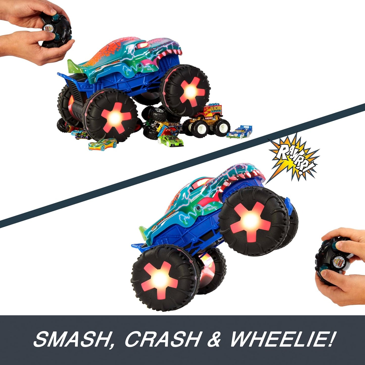 Hot Wheels Toy Truck Monster Trucks RC Oversized Remote-Control Mega-Wrex Alive in 115